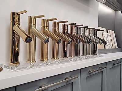 Axor Starck taps collection brushed metals - Premium bathroom fixtures Essex luxury tap installation Bowman Bathrooms Braintree showroom