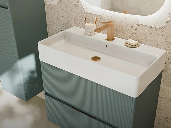 Ambiance Bain fluted vanity units with textured finish for Essex