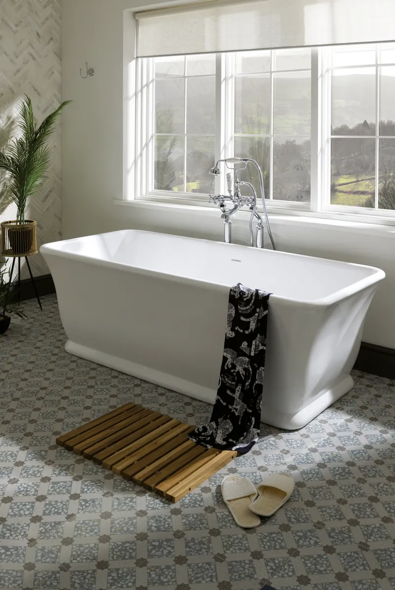 BC Designs BAB025 freestanding bath with overhead shower period property Essex Bowmans installation luxury bathroom