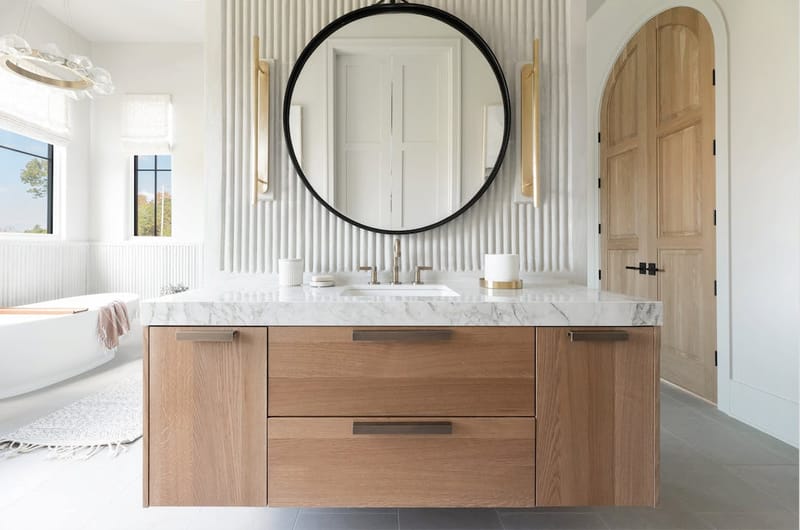 Cosentino Bergen statement surface in an Essex bathroom