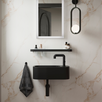 Crosswater matt black cloakroom brassware with contemporary styling in Essex