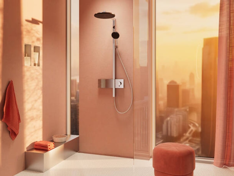 Hansgrohe shower control detail highlighting German engineering for Essex bathrooms