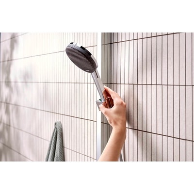 Hansgrohe Raindance overhead shower head with AirPower spray for Essex bathrooms