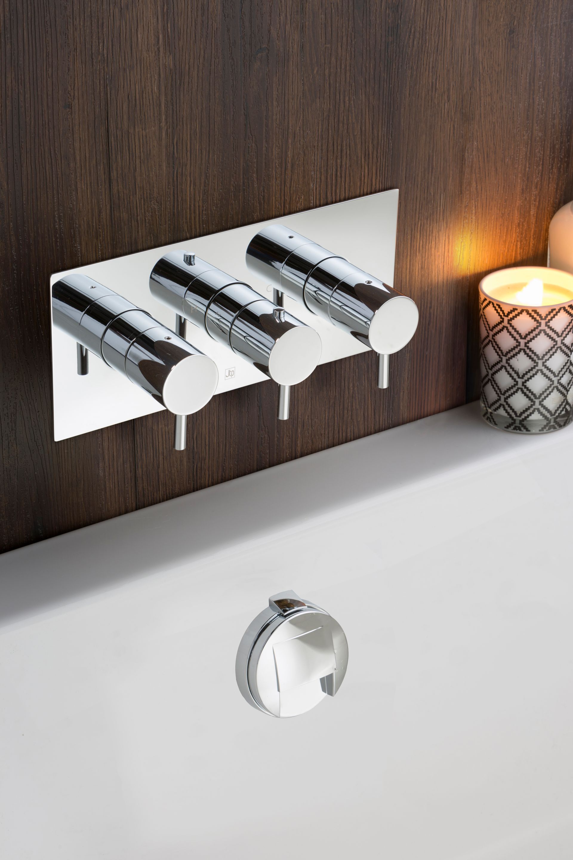 JTP brushed brass brassware lifestyle — WRAS-approved basin tap and shower set demonstrating the standard UK water-fittings compliance route under the Water Supply (Water Fittings) Regulations 1999