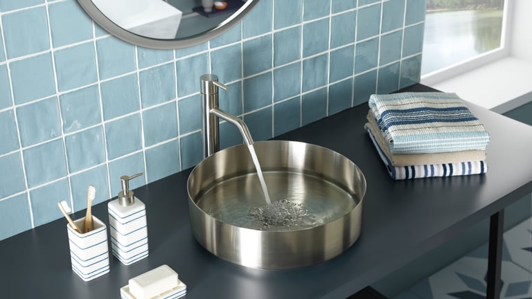 JTP luxury bathroom lifestyle - premium brassware in contemporary bathroom setting at Bowmans Essex showroom