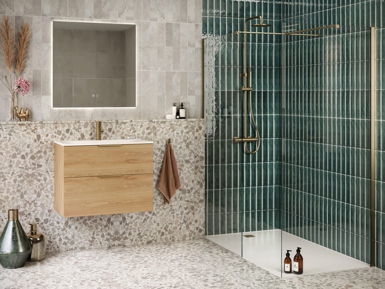 Tissino Giorgio Lux shower tray and frameless enclosure installation - contemporary bathroom design at Bowmans Essex showroom