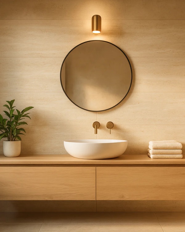 Waxman Ceramics Neo Travertine tiles in an Essex bathroom