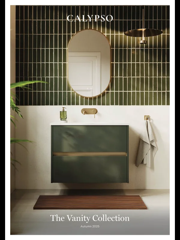Calypso Vanity Brochure Autumn 2025 cover featuring luxury bathroom furniture