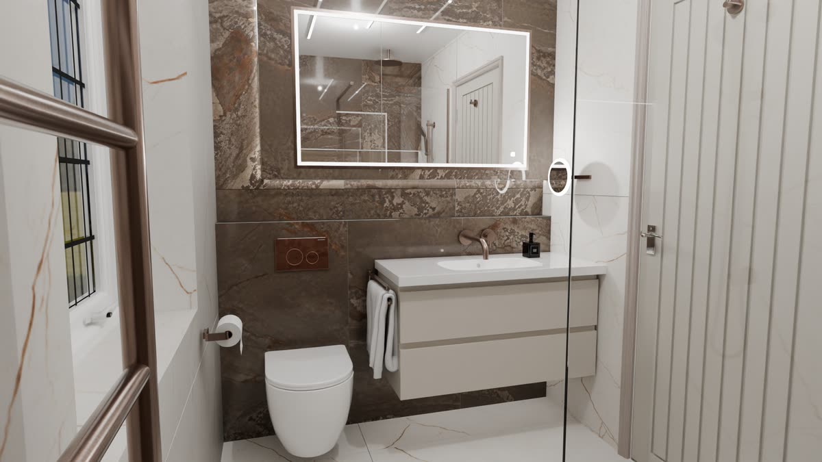 3D bathroom design render — Bowmans project 03
