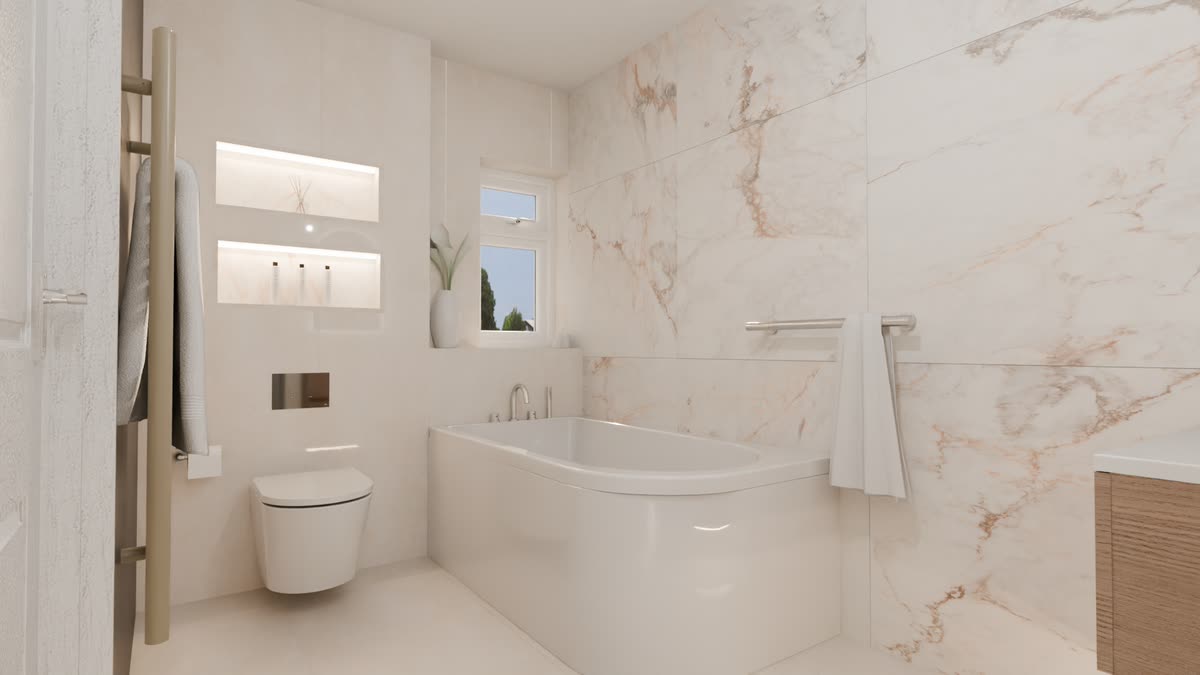 3D bathroom design render — Bowmans project 09