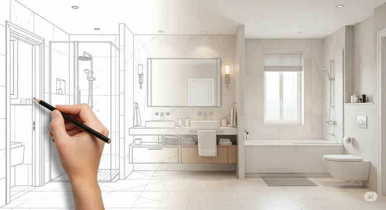 Bathroom design with freestanding bath and marble finishes in Essex