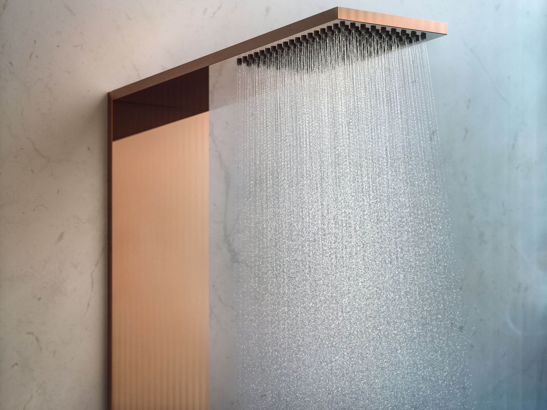 Fine jets falling from the flat AXOR ShowerComposition overhead shower