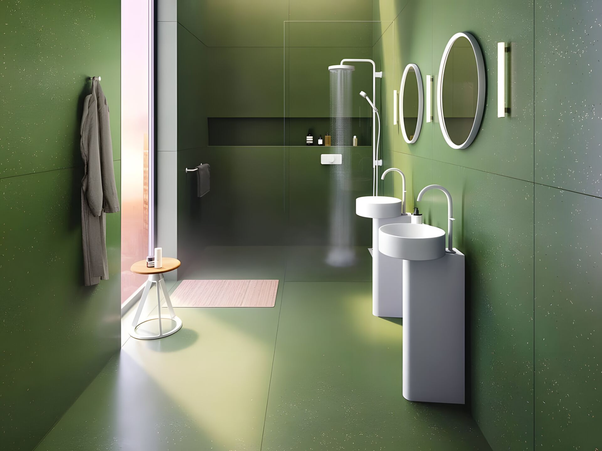 AXOR One fittings in matt white in the green Skyline bathroom concept