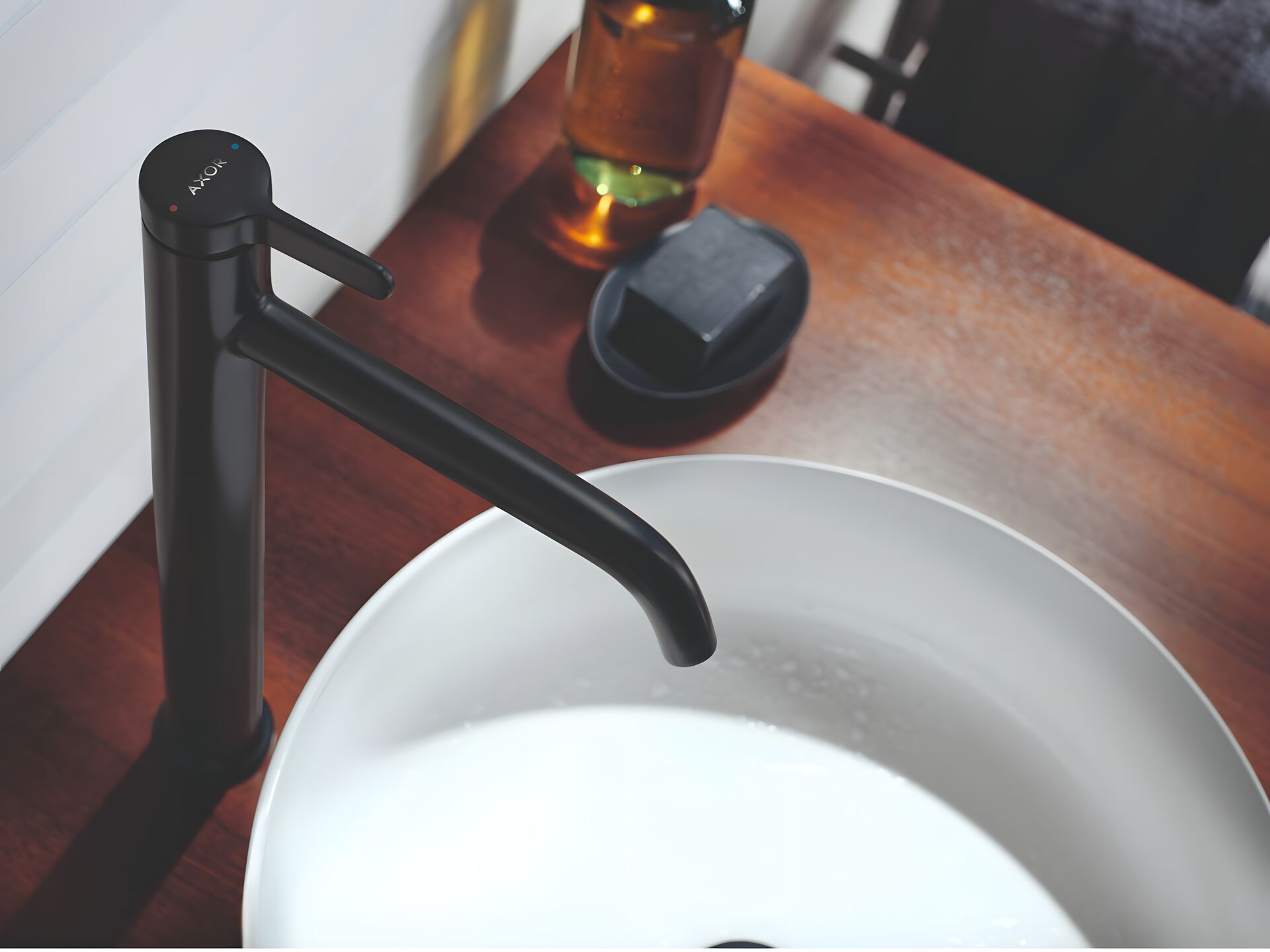 AXOR One Matt Black basin mixer with lever handle