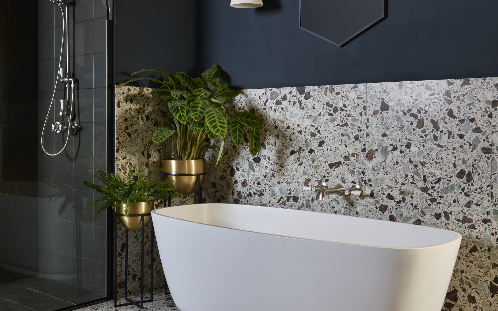 Main family bathroom with a bath and a separate walk-in shower — the one-bath rule applies to this room, not every en-suite
