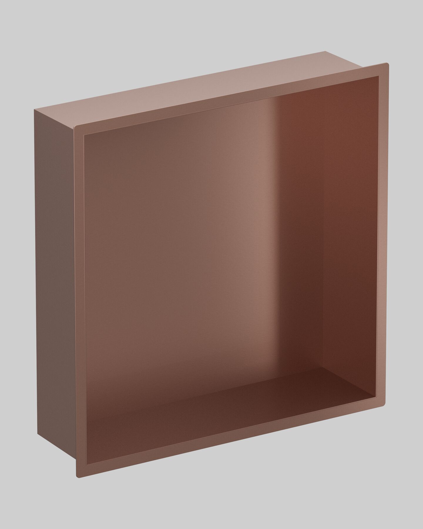 Crosswater Shower Niche 305 stainless steel product image, shown in a warm bronze-toned finish against a plain grey background