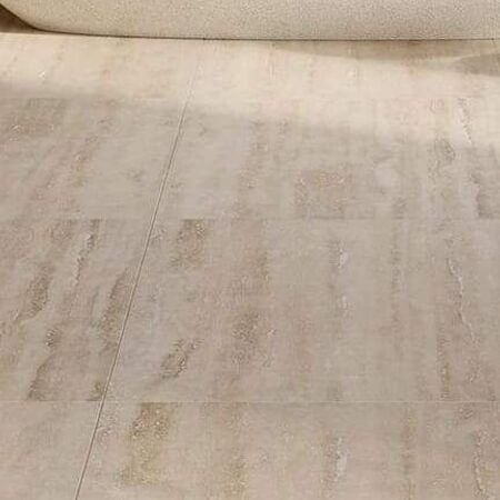 Travertine-effect porcelain floor tile, matte finish