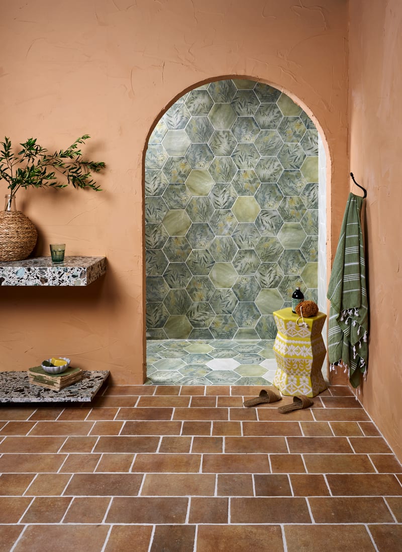 Porcelain tile size comparison showing how different formats affect layout selection in bathrooms