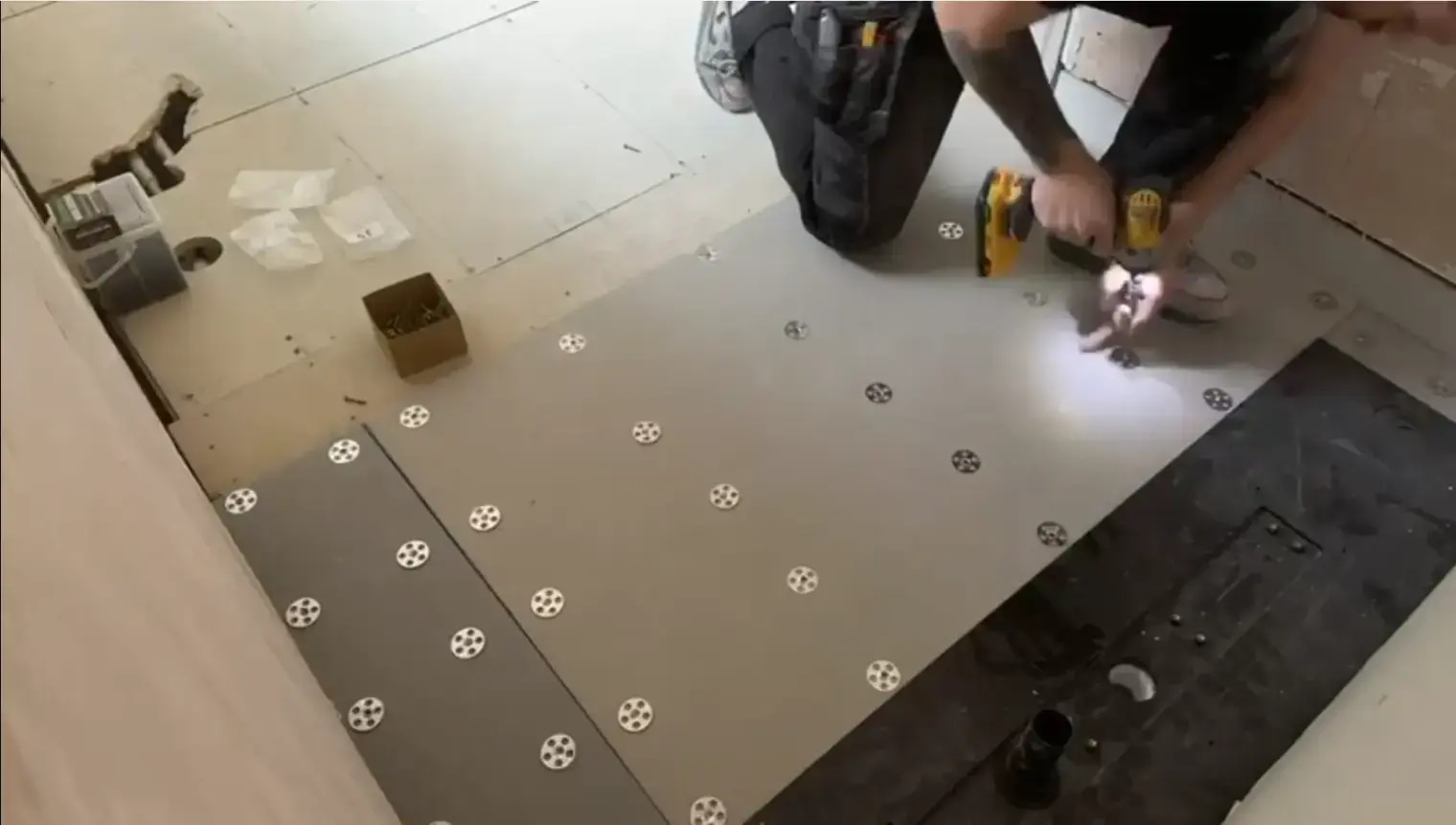 Cement board substrate preparation for bathroom waterproofing and tanking system installation