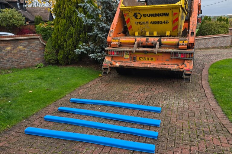 Waste skip delivery during bathroom installation in Essex