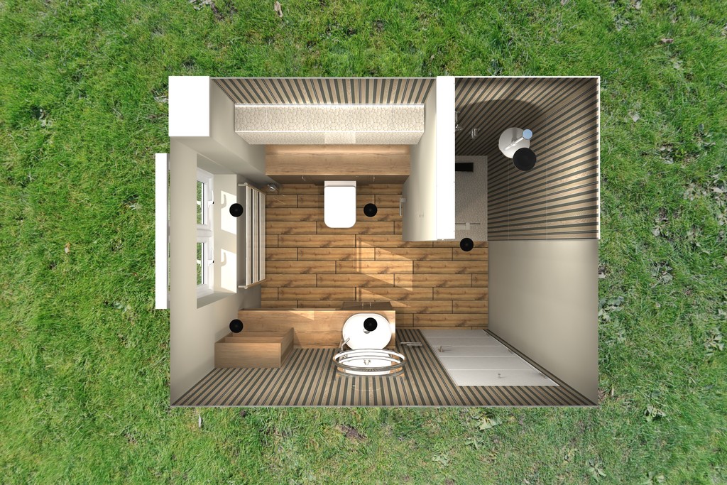 3D plan view of master ensuite layout — Benfleet SS7 wetroom design