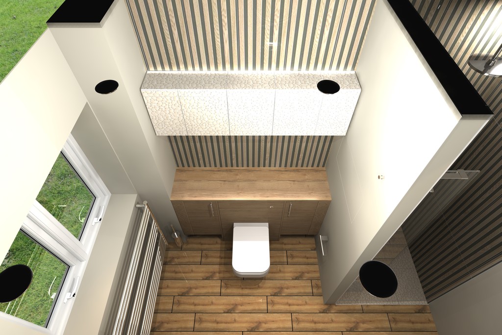 3D render of WC feature area with LED lighting — Benfleet SS7 master ensuite design