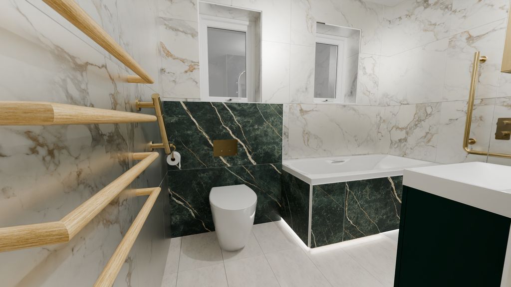 3D render of full double-fixture bathroom layout — Braintree CM7