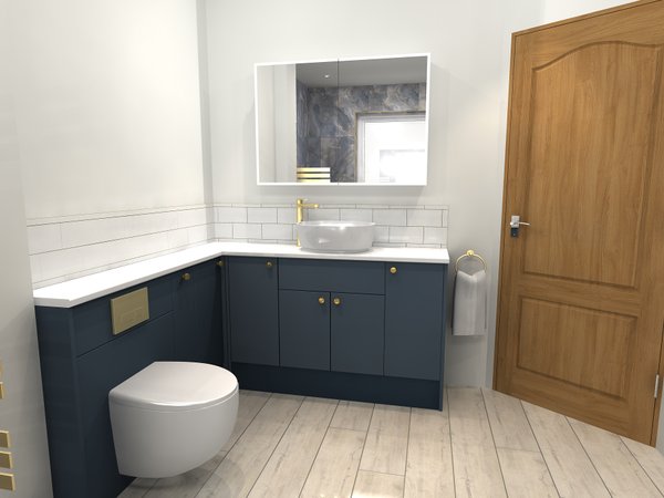 3D render of Be Modern Atlanta furniture wall with basin and mirror Brentwood CM13