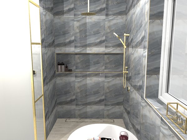 3D render of wetroom and shower area from above Brentwood CM13 luxury bathroom