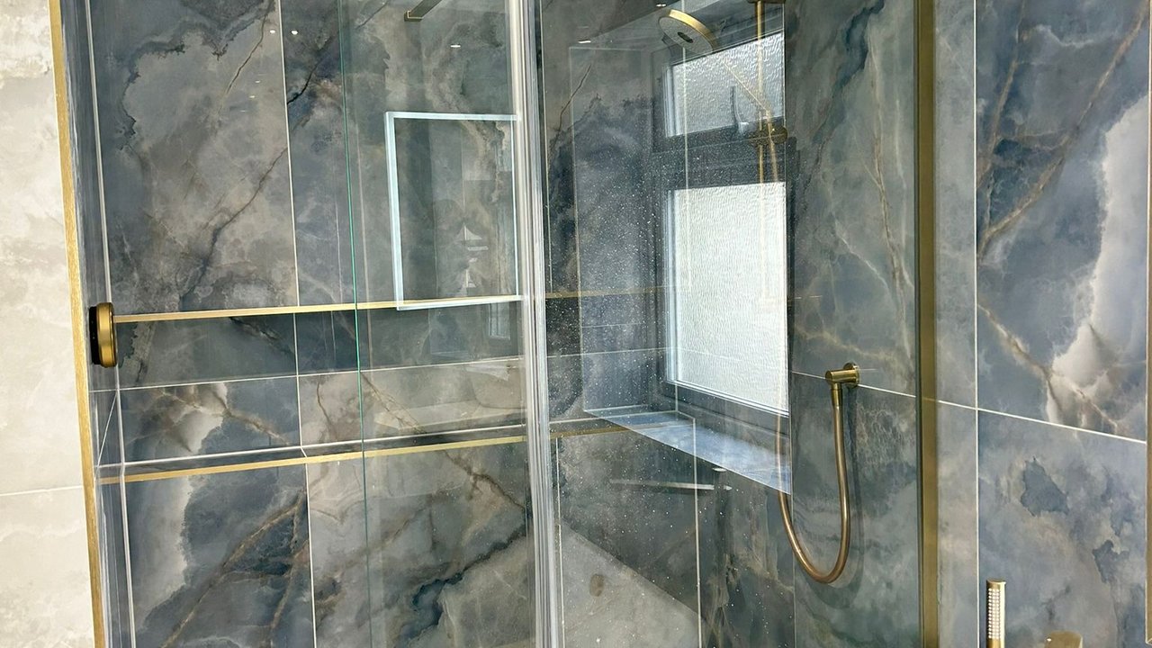 Crosswater wetroom shower with infinity niche - luxury bathroom installation South Essex