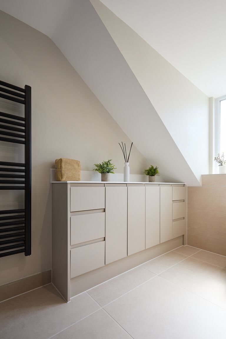 Calypso fitted furniture under the eaves shower room storage Chelmsford CM2 Essex