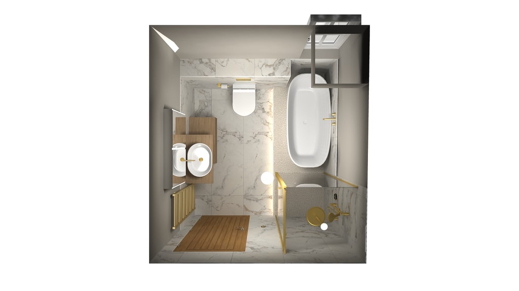 Plan view 3D render of bathroom layout Colchester CO1