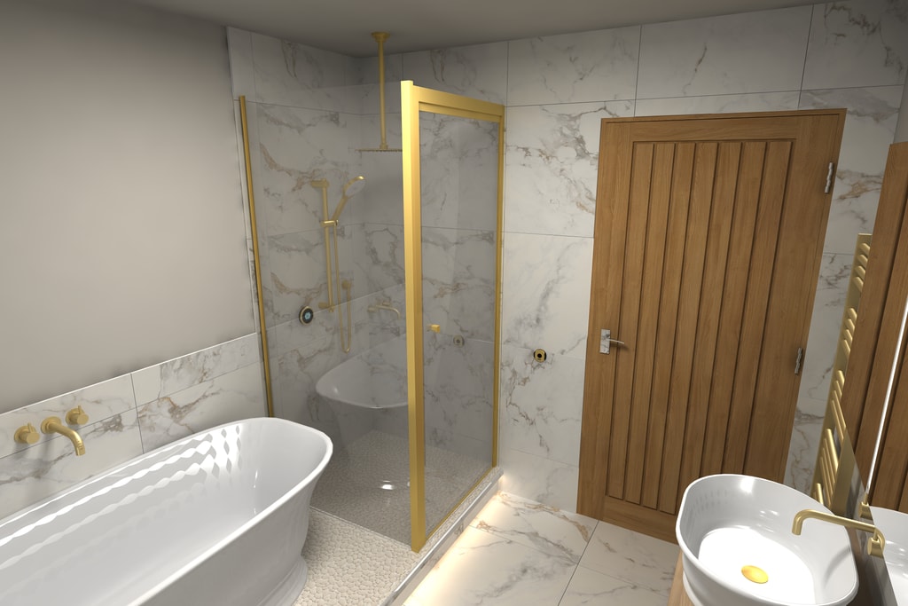3D render of shower enclosure with Elisa smart shower Colchester CO1