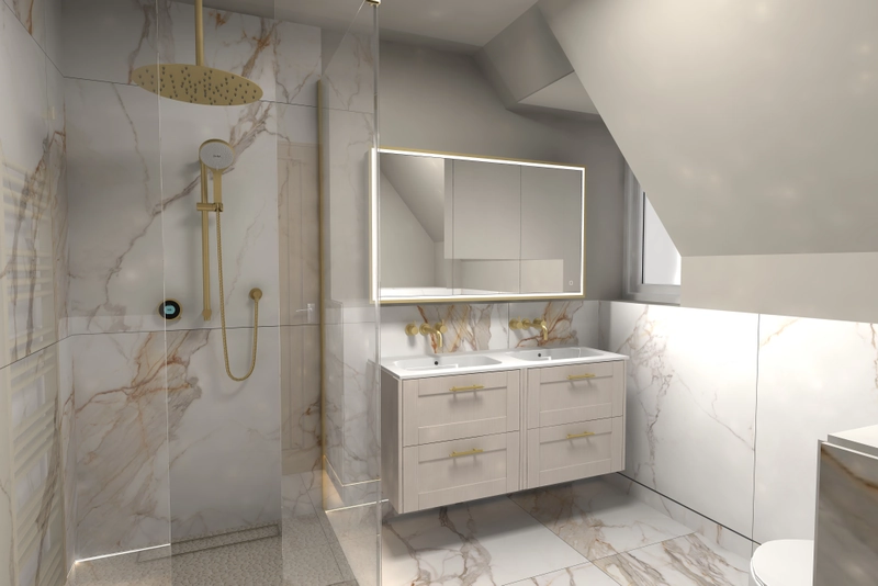 3D luxury master ensuite design render vanity and storage area Copford Green CO6 Essex planning visualisation