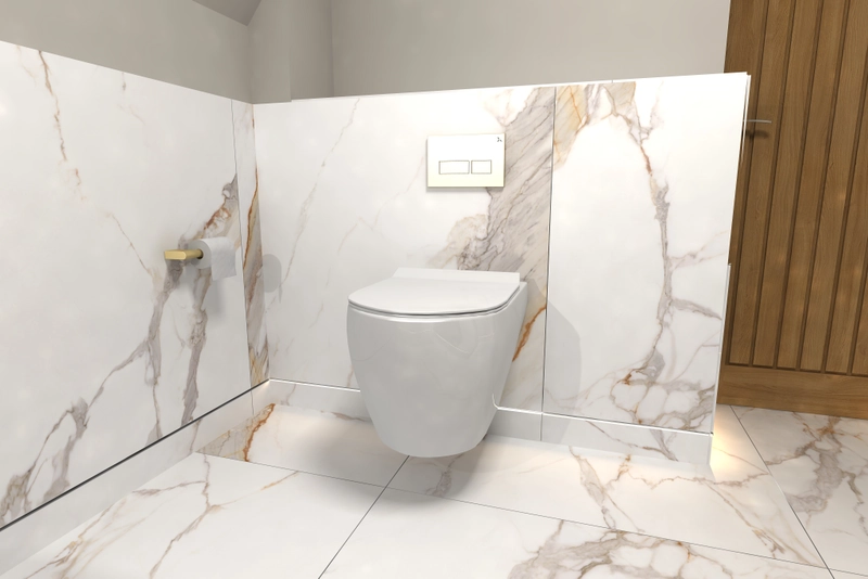 3D luxury master ensuite design render wall hung WC Copford Green CO6 Essex toilet area planning visualisation