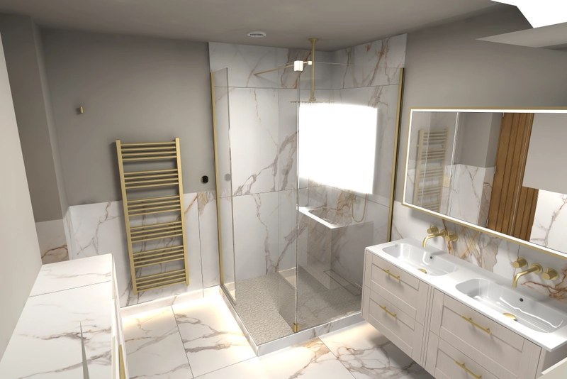 3D luxury master ensuite design render wetroom shower area Copford Green CO6 Essex shower planning visualisation