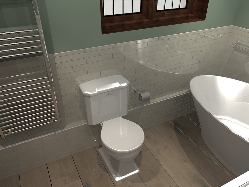 3D render freestanding bath position Great Bardfield CM6