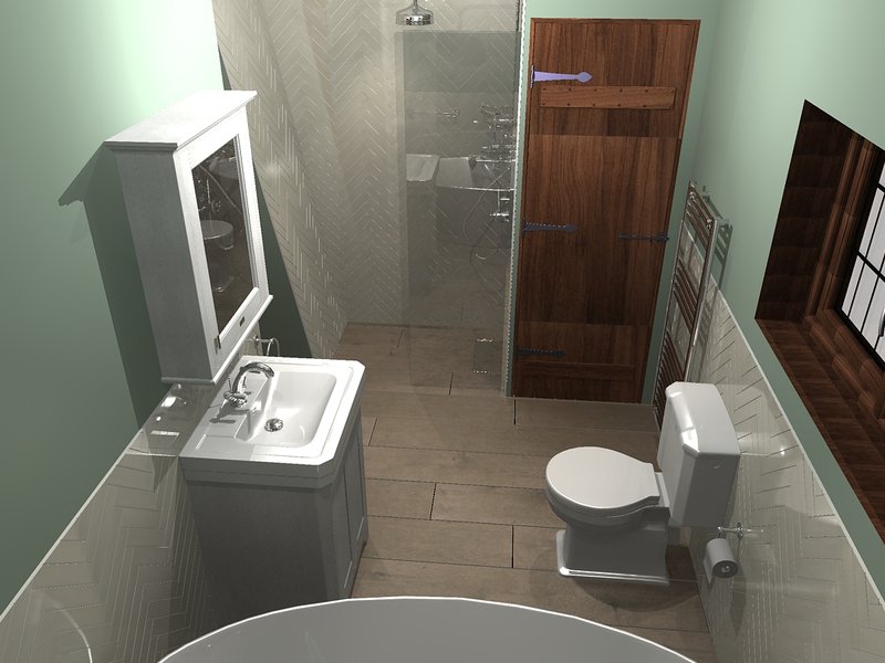 3D render shower area Great Bardfield CM6