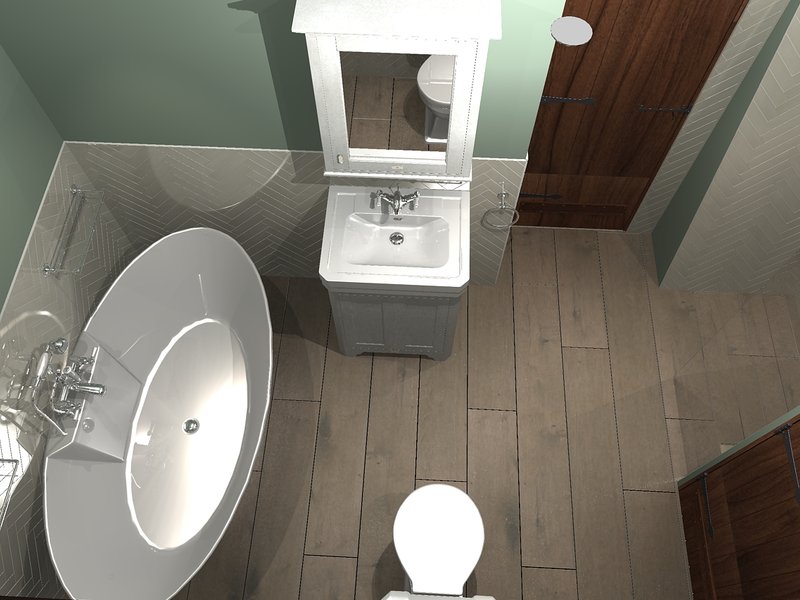 3D render vanity and storage area Great Bardfield CM6