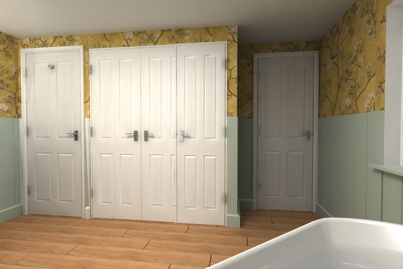 3D render of new door and cupboards Halstead CO9 bedroom access oak carpentry
