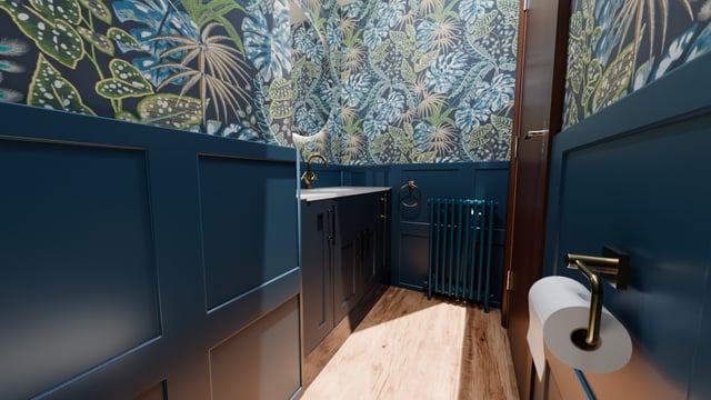 3D design render of the complete cloakroom layout, from the Hatfield Peverel CM3 project near Witham