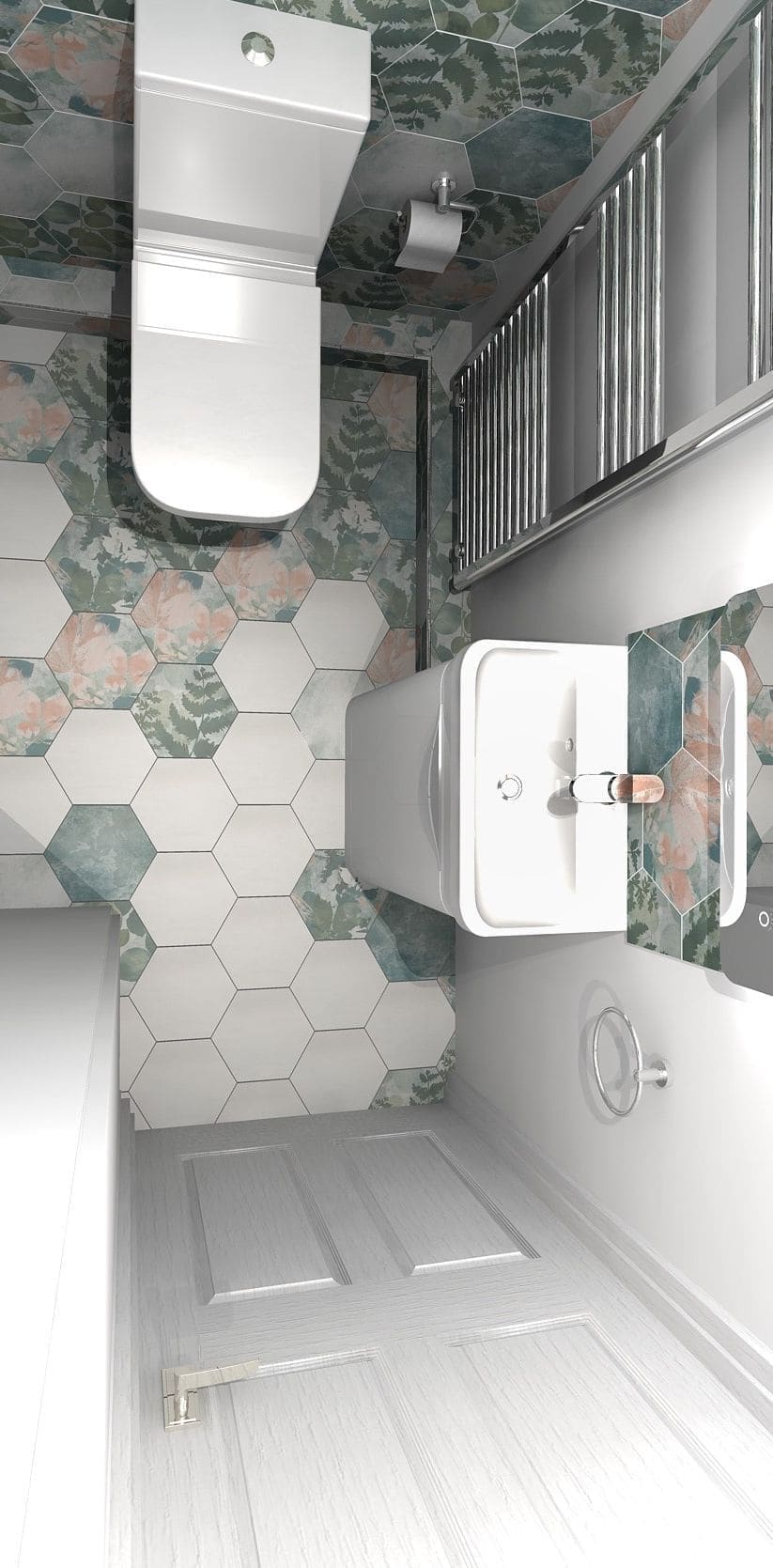 Overhead view 3D render cloakroom design close-up Highwoods Colchester CO4