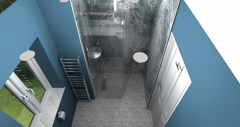 3D design render wetroom shower zone Highwoods CO4