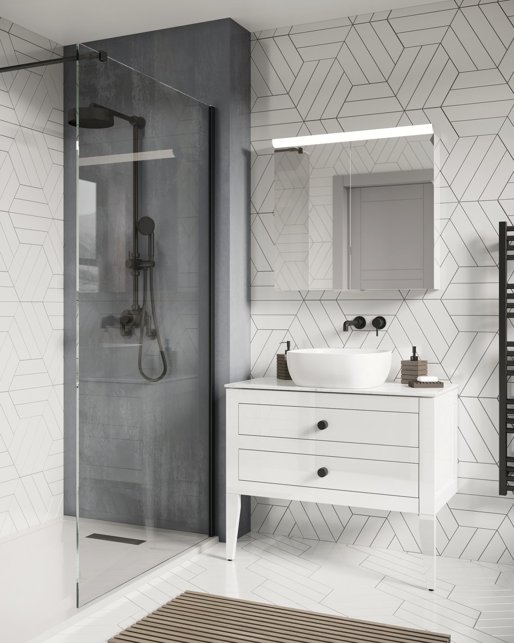 Small bathroom with compact layout and efficient storage